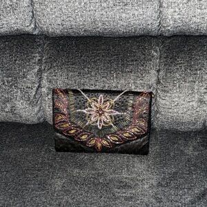 Embroidered Black Clutch Bag